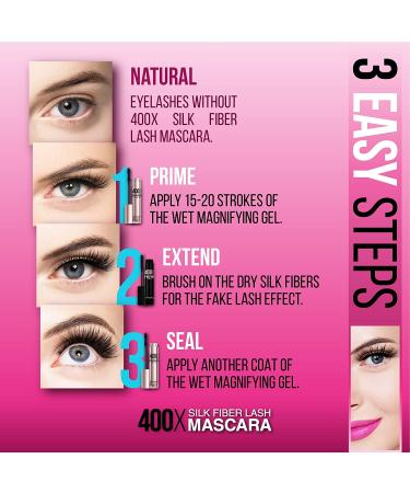 400X Pure Silk Fiber Lash Mascara - Ultra Black Volume & Length for Longer, Thicker Eyelashes | Waterproof & Smudge-proof Formula, Easy Application | Hypoallergenic & Cruelty-Free (Mia Adora) - Buy Online on GoSupps.com