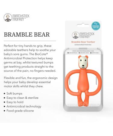 Matchstick Monkey Bramble Bear Silicone Teether | BPA Free | Antimicrobial | Easy to Grip | Gel Applicator | 11cm | 3 Months - Buy Online on GoSupps.com