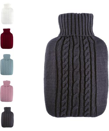 Hugo Frosch Hot Water Bottle Classic 1.8L - Anthracite Knitted Cover | Eco-Friendly & Warm Comfort for All Ages - Buy Online on GoSupps.com