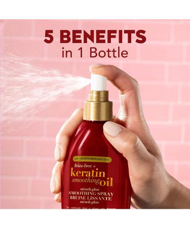 OGX Frizz-Free + Keratin Smoothing Oil Miracle Gloss Spray 5 in 1 De-frizz & Shiny Hair Argan Oil - Buy Online on GoSupps.com