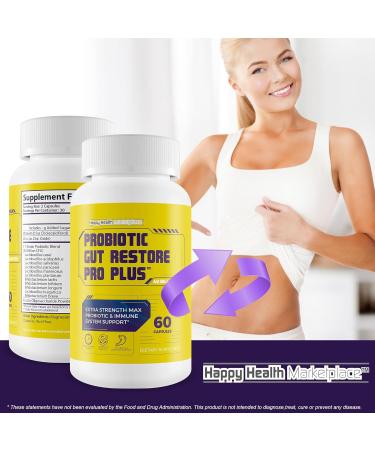 Probiotic Gut Restore Pro Plus - Restore Your Health and Body Balance with Probiotics - Natural Immune Support - Balance Blood Health - Improved Energy - Improved Mood - Buy Online on GoSupps.com