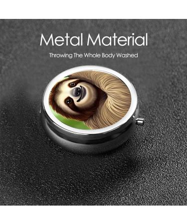 Buy Cute Sloth Portable Metal Pill Box | Round Mini 3-Compartment Design for Travel | Perfect for Small Pills - Shop Internationally - Buy Online on GoSupps.com