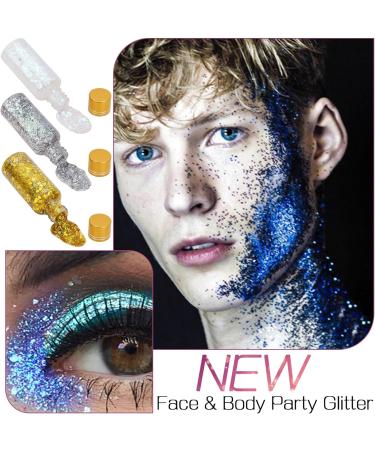 3Pcs Body Glitter Gel 50ml Face Glitters Mermaid Sequins Chunky Glitter Liquid Gel with 3 Brushes Holographic Sparkling Lotion Glitter Chunky Powder Gel for Body Face Hair Eye Lip Nail DIY Art - Buy Online on GoSupps.com