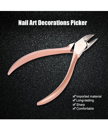 Nail Nipper Rose Gold Nail Art Decorations Picker Rhinestone Remover Nail Cutter Scissors Manicure Tools for Woman - Buy Online on GoSupps.com