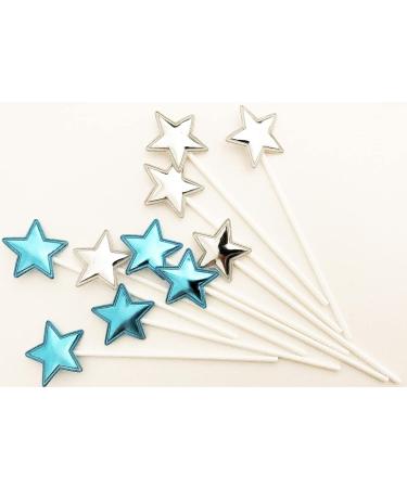 Buy Ailexi Handmade 10-Piece Leather Reflective Glitter Cake Toppers - Light Blue & Silver Stars for Cupcakes & Ice Cream - Buy Online on GoSupps.com