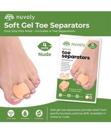 Nuvoly Gel Toe Separator for Men and Women - Foot Corrector and Spacer for Hammer Toes, Overlapping Toes, Bunions - 4 Pack Kit (Beige) - Buy Online on GoSupps.com