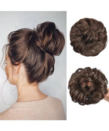 AOMIG Dark Brown Messy Bun Hair Piece Updo Extensions for Women - Curly Wavy Hairpieces Scrunchies - Buy Online on GoSupps.com