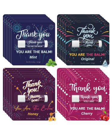 24 Pack Employee Appreciation Gifts Lip Balm Bulk Thank You Small Gift for Staff Coworkers Teacher Cool Team You Are The Balm Nurses Inspirational Lip Balm Original Mint Honey Cherry Fireworks