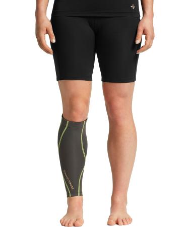 Tommie Copper Performance Calf 2.0 Sleeves - Slate Gray/TC Sulphur Stitch - Large - Buy Online on GoSupps.com