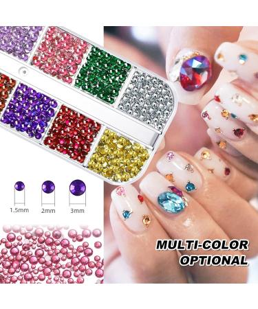Rhinestones 2000 Pcs Crystal Nail Rhinestones Flatback Gems for Crafts Clothes Make Up 6 Sizes Nails Round Rinestone Gems Set for Craft Face Nail Art - Buy Online on GoSupps.com