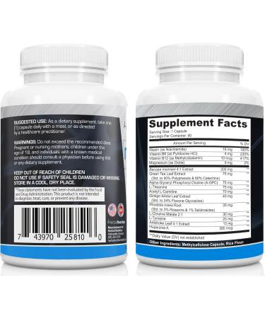 NeuroShield, Brain Supplement a Nootropic Brain Booster and Memory Supplement, Contains Huperzine A, Ginko Biloba, Bacopa Plus Antioxidants for Brain Health, Multi-Ingredients, 1 Bottle, 90 Capsules - Buy Online on GoSupps.com