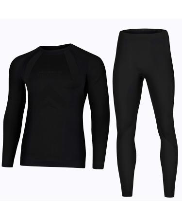 Brubeck men's functional underwear set: Long sleeve shirt + long trousers |Functional clothing |Breathable |Quickly drying 04.set Dry - Nero Absolaro L
