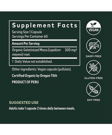 Gaia Herbs Gelatinized Peruvian Maca Root â€“ 60 Vegan Capsules for Energy & Vitality - Buy Online on GoSupps.com