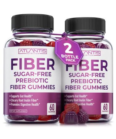 Sugar Free Prebiotic Fiber Gummies For Adults - Fiber Supplement Formulated With 5G Fiber & 5.4G Prebiotic Digestive Blend. Supports Gut Health & Promotes Healthy Digestion - 2-Pack (120 Gummies) 60 Count (Pack of 2)