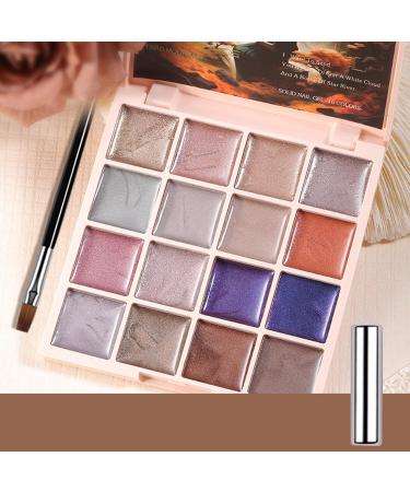 Creamy Cat Eye Gel Palette - 16 Colors Solid Nail Kit for Stylish Nails Compact Manicure Set | Pudding Gel Paint for Girls and Femm - Buy Online on GoSupps.com