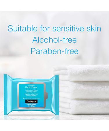 Neutrogena Hydro boost make-up removing cleansing wipes made with hydrating hyaluronic acid 25 count - Buy Online on GoSupps.com