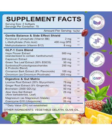 GLP-1 Supplement Natural Activator Formula GLP1 for Women & Men, with Probiotic, Hops, Green Tea for Energy, Gut Health, Hunger & Metabolism Support, 150 Count 150 Count (Pack of 1) - Buy Online on GoSupps.com