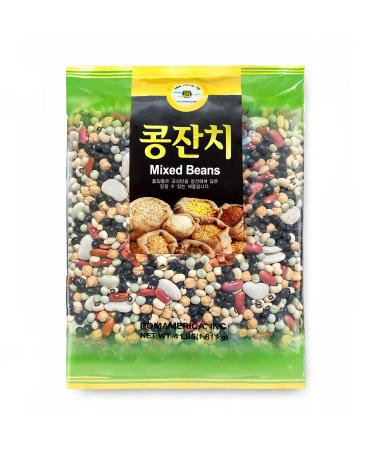 ROM AMERICA 6 Assorted Mixed Beans Premium Variety for Soup, Stews, Chili, Salads - Black Bean, Garbanzo Bean (Chick pea), Black Eyed Pea, Lima Bean, Red Kidney Bean, Green Pea - 4 Pound (Pack of 1)