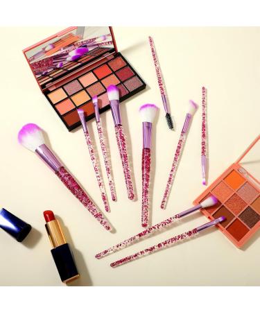 Buy Wllhyf Glitter Crystal 10-Piece Makeup Brush Set - Professional Bling Foundation Concealer Eyeshadow & Lip Brushes - Purple | International Shipping Available - Buy Online on GoSupps.com
