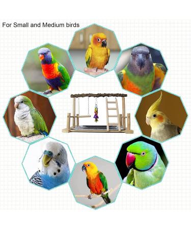 Parrots Playground Bird Perch Gym with Ladder, Swings, Feeding Cups - Prickly Ash Wood - for Parakeets, Conures, Cockatiels - Cage Accessories & Exercise Toys - Buy Online on GoSupps.com