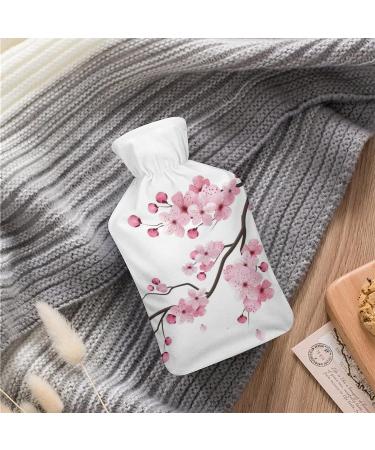 Cherry Blossom Hot Water Bottle with Plush Cover - Hand Warmer for Adults & Kids | 26.5x15.3cm - International Shipping Available - Buy Online on GoSupps.com