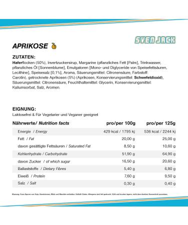 Sven Jack Energy Cake Apricot 24x125g - Low Sugar Fitness Oatmeal Bar for Endurance & Daily Energy - Buy Online on GoSupps.com