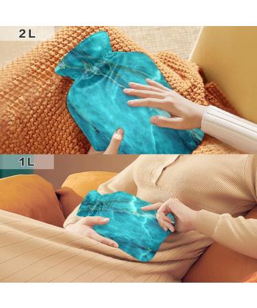 Green Marble Hot Water Bottle with Cover - 2L Pain Relief Heating Pad Bed & Feet Warmer for Women - Buy Online on GoSupps.com