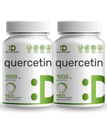 Quercetin 1000mg Per Serving (2 Pack) | 300 Capsules High Bioavailable Flavonoids Third Party Tested Supports Healthy Immune System Non-GMO No Gluten 150 Count (Pack of 2)