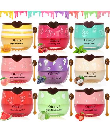 9 PCS Bee Lip Balm Lip Mask Honey Pot Galentines & Valentines Day Gifts Nourishing Hydrating Propolis Lip Balm for Dry Chapped & Cracked Lips Lip Sleeping Mask - Soften Smooth & Reduce Lip Lines