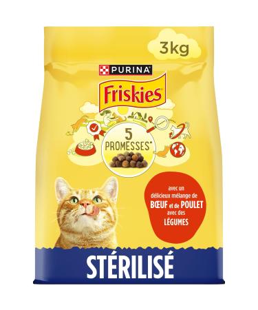 FRISKIES Sterilized Cat With Beef, Chicken and Vegetables - 3 kg - Dry Food for Adult Cats