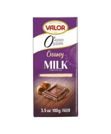Valor No Sugar Added Creamy Milk Chocolate Bar With Hazelnut Filling 100 grams