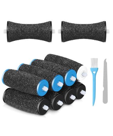 Jorest 10Pcs Replacement Rollers Compatible with Scholl Velvet Smooth 2 Shapes & 3 Types of Roughness Foot File Refill Rollers for Electric Foot File Pedicure Hard Skin Remover Curved 10.0