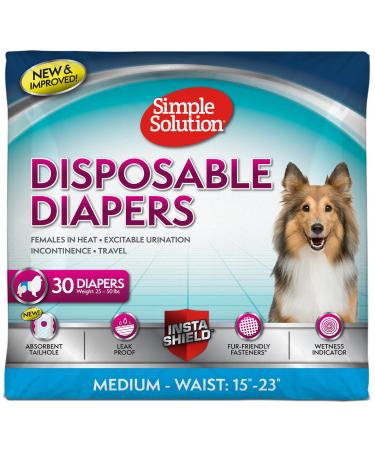 Simple Solution True Fit one-way dog diapers for bitches super absorbent with moisture multi-colored size M (waist 38.1 58.4 cm) 30 pieces 30 count size M: - Buy Online on GoSupps.com