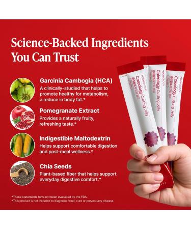 FOODOLOGY Coleology Cutting Stick Jelly, Pomegranate Appetite Suppressant, Support Weight Management, Chia Seeds, Garcinia Cambogia HCA, Korean Dietary Supplement with Collagen - 1 Pack of 10 10 Count (Pack of 1) 1 - Buy Online on GoSupps.com