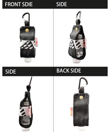 Travel Size Hand Sanitizer Holder with Carabiner - Portable Mini Waist Bag for Liquids - Includes 2 oz Reusable Bottle - Black - Buy Online on GoSupps.com
