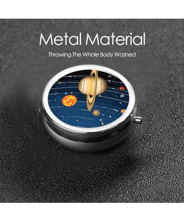 Outer Space Solar System Round Pill Box - 3 Compartment Mini Portable Travel Medicine Organizer for Vitamins & Tablets - Buy Online on GoSupps.com