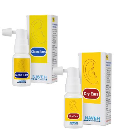 Naveh Pharma CleanEars Earwax Removal Spray (1 Fl Oz) + NAVEH PHARMA Dry Ears Spray (1 Fl Oz)