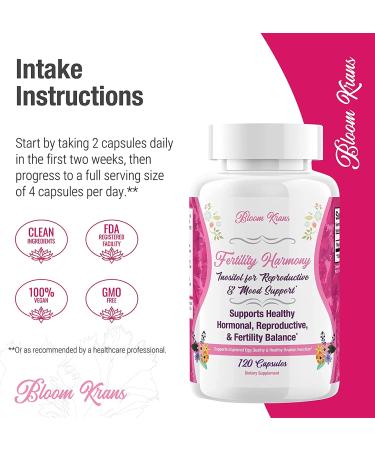 Bloom Krans Inositol Fertility Supplement for Women - 2000mg Myo Inositol Capsules - Hormonal Balance & Fertility Support - 120 Pills (30 Day Supply) - Buy Online on GoSupps.com