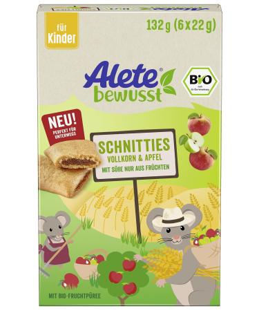 Alete Organic Schnitties Whole Grain And Apple 6 x 22 g - Buy Online on GoSupps.com