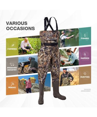 HISEA Men's Waterproof Chest Waders with Boots - Camo, Lightweight, Cleated, M10/W12 - Buy Online on GoSupps.com