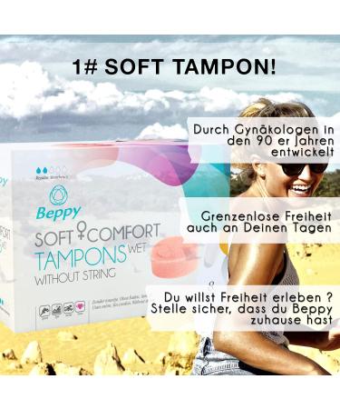 Beppy Wet Tampons - 8 Individually Packed Soft & Comfortable Sponge Tampons for Freedom During Your Period (Love Sauna Sport Swimming) - Buy Online on GoSupps.com