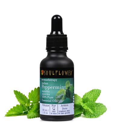 Soulflower Pure Peppermint Essential Oil for Hair & Skin Care Premium Quality Potent Natural Vegan Undiluted Oil- Paraben SLS Free ECOCERT Cosmos Organic Certified 1 Fl Oz Peppermint 1 Fl Oz (Pack of 1)