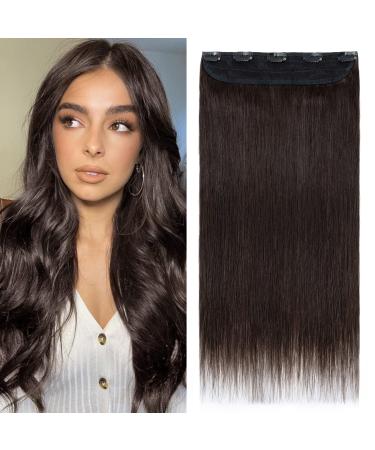 Hair parts real hair clip in extensions real hair 1PC 5Clips thick hair extension 7a human hair soft hair extensions 25cm-65g 02# dark brown