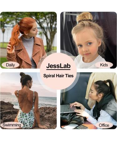 JessLab 20 Pcs Spiral Hair Ties - Traceless Phone Cord Ponytail Holders for Girls & Women - No Crease Spiral Bracelet Hair Accessory - Amber Color - Buy Online on GoSupps.com