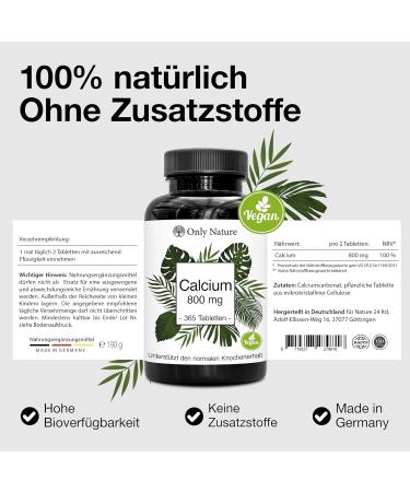 High-Dose Vegan Calcium Tablets (365 Count) - 800 mg Daily Dose Additive-Free Lab Tested Made in Germany - Buy Online on GoSupps.com