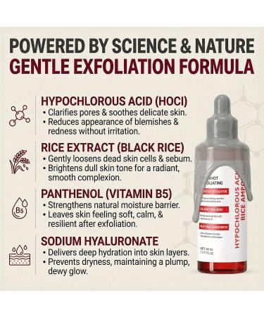 Hypochlorous Acid Rice Peel Shot | Gentle Exfoliating Serum for Pore Care Blackheads & Sebum Control | Rice Extract & Panthenol Hydrating Low-Irritation Suitable for All Skin Types 2.71 fl.oz Fragrance-Free 2.71 Fl Oz (P  - Buy Online on GoSupps.com