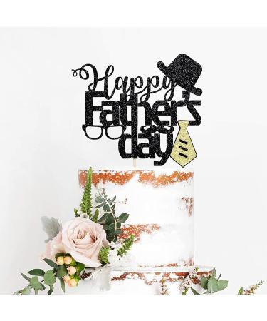 Artczlay Happy Father's Day Cake Topper Father's Day black Glitter Cake Decoration Handmade Father's Day Party Supplies - Buy Online on GoSupps.com