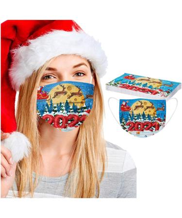 BEUU 50PCS Happy New Year 2021 Disposable_Face_M sks with a Elastic Earloop for Adult Multiple Pattern Combinations 3-ply Face Facial Protection Pads for Party High Filtration and Ventilation - Buy Online on GoSupps.com