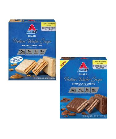 Atkins Protein Wafer Crisps Bundle, Peanut Butter & Chocolate Cr me, Keto Friendly, 5 Count Each