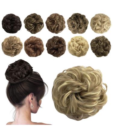 Sofeiyan hair part hair tendrils updos messy ponytail chignon wavy messy chignon hairstyles hair extensions for women light ash brown & bleaching blonde
